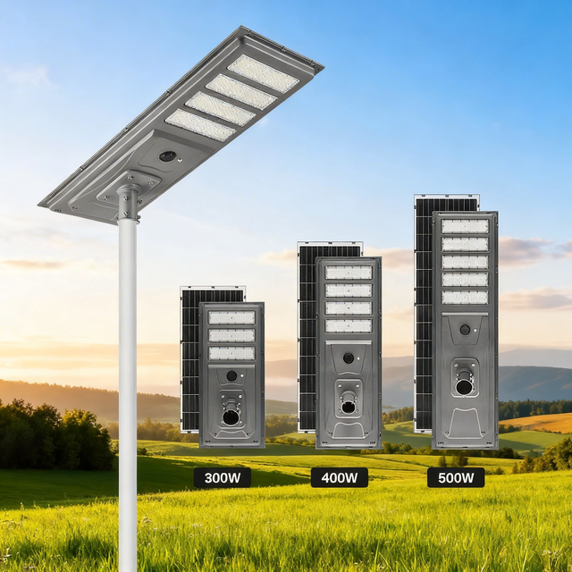 LED Solar Street Light IP65 300W 400W 500W Outdoor All in One Solar Lights  Aluminum High Lumen Lighting For Road Garden Lamp