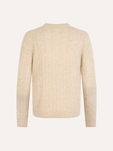 Maglione Classico da Uomo a Trecce in Crema, Stile Tradizionale Aran da Pescatore, Pullover Girocollo in Misto Lana d'Agnello e Cashmere - Product Image 2
