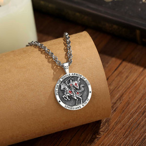 Collar de Caballeros Templarios de Plata de Ley 925 Merryshine, Escudo de <span class=keywords><strong>Caballero</strong></span> Medieval, Colgante de Cruz de Esmalte Rojo - Product Image 2
