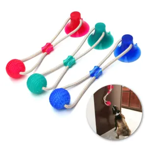 Многофункциональные игрушки для животных, интерактивный резиновый жевательный мяч для чистки зубов, безопасная эластичная ТПР мягкая игрушка на присоске для щенков