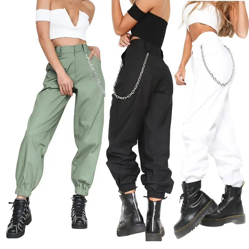 AvaCostume Pantaloni Harem da donna con spacco alto, stile hippie