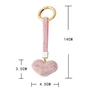 Porte-clés pour amoureux, cadeau, strass scintillant, porte-clés pour couples, mode, forme de cœur de pêche, porte-clés en diamant complet, porte-clés en forme de cœur - Product Image 1