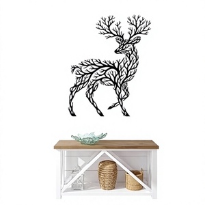 Décoration murale minimaliste en métal en forme de cerf découpée au laser pour salon, décoration murale pour la maison - Product Image 2