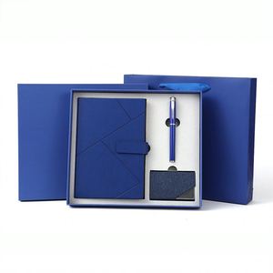 3 in 1 Business Gift Set Custom Printed PU Leather Notebook <b>A5</b> Office Notebook with Pen Card Holder Journal Notebook Gift Set - Product Image 2