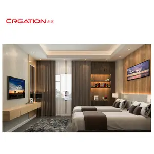 Creation Hotel Wood Double Bed Set Furniture Contemporary Hotel Furniture For Sale