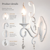 Lampe à bougie classique en fer de luxe, ampoule E14, style européen rétro, lampe murale intérieure pour salle à manger