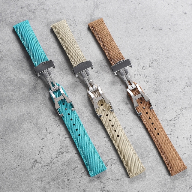 Folding Buckle Nylon Watchband 18/19/20/21/22/24mm Quick Release Deployment Sailcloth Watch Strap Multiple Colors Customizable