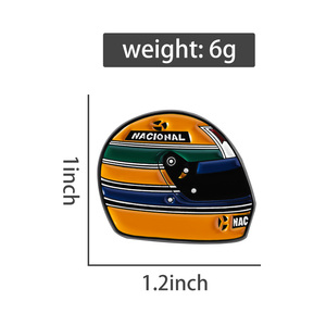 Bros Pin Enamel Helm Aryton Senna Klasik, Bros Souvenir Logam Helm Balap Keren, Lencana Kerah, Perhiasan Grosir - Product Image 6