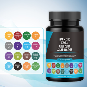 Cápsulas de NAC+Zinc con <span class=keywords><strong>K2</strong></span>+D3, Quercetina y Sarracenia, Suplemento Todo en Uno, Fabricación OEM/ODM, Marca Privada - Product Image 1