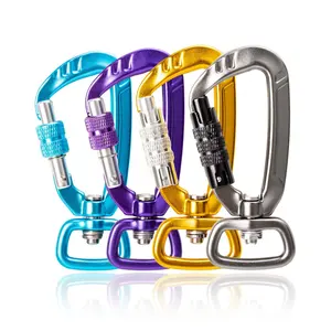 גבוהה באיכות 7075 אלומיניום 4KN מסתובב מסתובב Carabiner וו עבור כלב רצועה