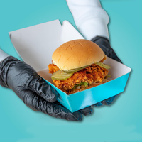 Boîte en papier jetable personnalisée pour repas joyeux pour enfants avec gaufrage pour poulet frit, hamburger, frites, nuggets à emporter