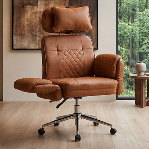 Vente directe usine Chaise de bureau de direction en cuir de luxe, pivotante et réglable en hauteur - Product Image 1
