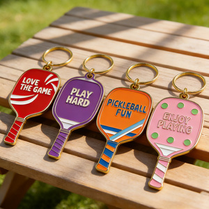 Gantungan Kunci Bentuk Raket Pickleball <span class=keywords><strong>2026</strong></span>, Souvenir Fashion Terbaru, Logo Custom, Logam Zinc Alloy, Enamel Warna-warni, Hadiah Unik - Product Image 2