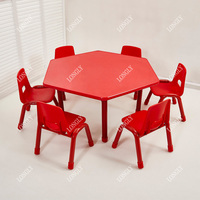 Tables hexagonales durables en plastique multicolore pour crèche et école, ensemble table et chaises pour enfants, meubles pour la maternelle