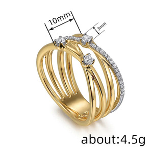 Anello Crossover Bicolore per Donne, Elegante Gioiello da Dito alla Moda - Product Image 6