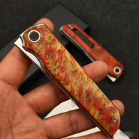 Couteau pliant VGMAX en gros avec manche en bois de burl stabilisé, couteau de poche tranchant pour le quotidien, collection cadeau