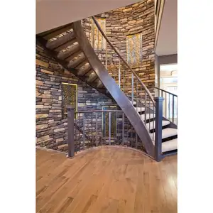 집 맞춤형 디자인 계단 강철 대리석 유리 맨션을위한 플로팅 곡선 계단