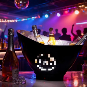 Cubo de hielo de plástico LED recargable para vino, cerveza, champán, negro, PS, PP, Enfriador de hielo grande - Product Image 1