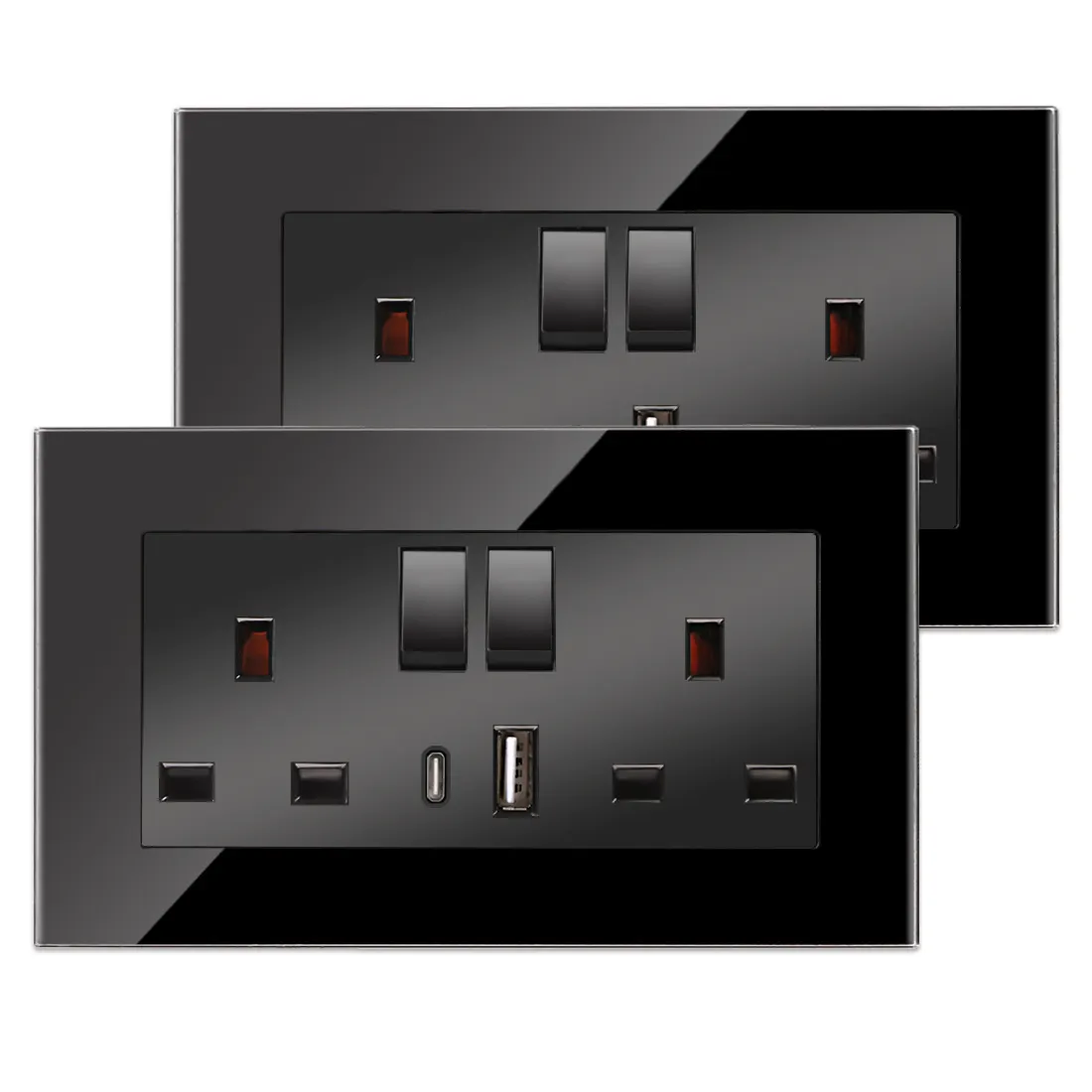 Bingoelec İngiltere standart USB tip C elektrikli düğme anahtarı duvar soket 13A güç çıkışı