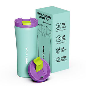 แก้วน้ำสแตนเลสสองชั้น ขนาด 15 ออนซ์ สำหรับเดินทาง เก็บความร้อน-เย็น 6-12 ชั่วโมง เป็นมิตรกับสิ่งแวดล้อม ปลอดภัยสำหรับน้ำร้อน เหมาะสำหรับเป็นของขวัญ - Product Image 1