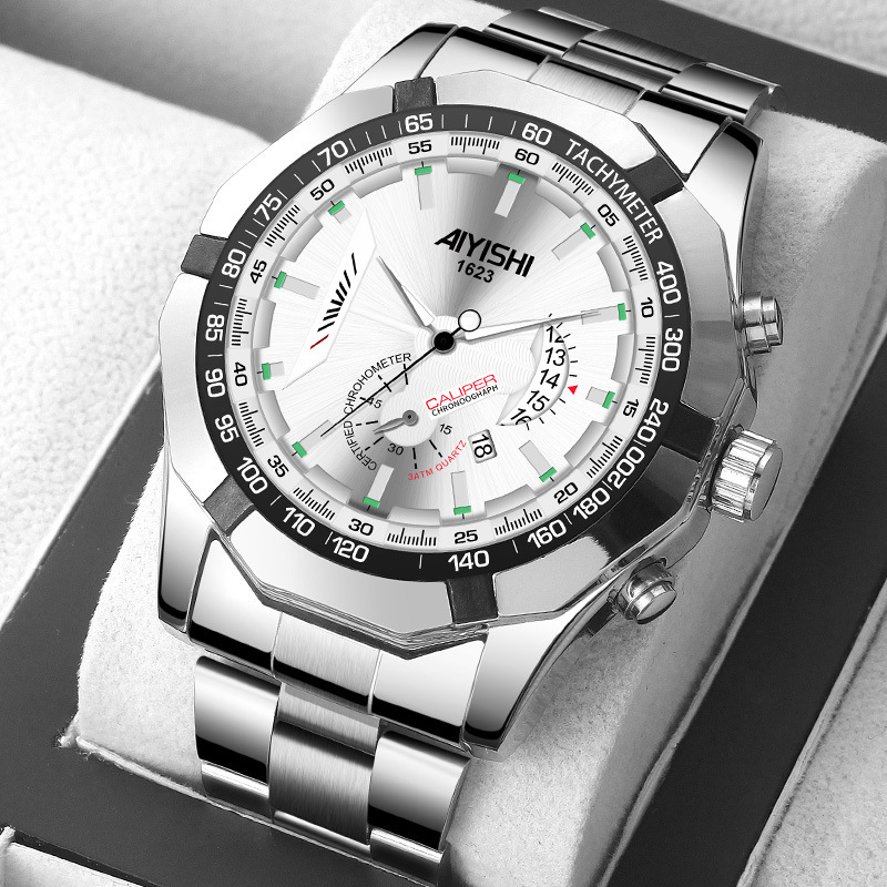AIYISHI 1623 Premium Luxury Men Stainless Steel Analog Quartz Wrist Watch With Calendar Function And Elegant Business