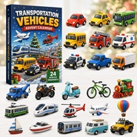 Calendrier de l'Avent 24 Jours Camion de Pompiers – Ornements Véhicules de Lutte Contre l'Incendie – Compte à Rebours – Cadeaux de Fête – Ornement 2D en Acrylique Camion de Pompiers pour Enfants