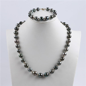 Colliers en perles naturelles pour femmes, accessoire Simple et à la mode, style taiti noir, Baroque, Akoya, taille 10-12mm - Product Image 2