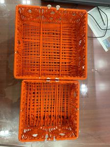 Orange Cotton Rectangle Woven Macrame Storage Basket Eco-Friendly Space Saving <b>Desktop</b> Organizer Bin Decorative <b>Shelf</b> Container - Product Image 2