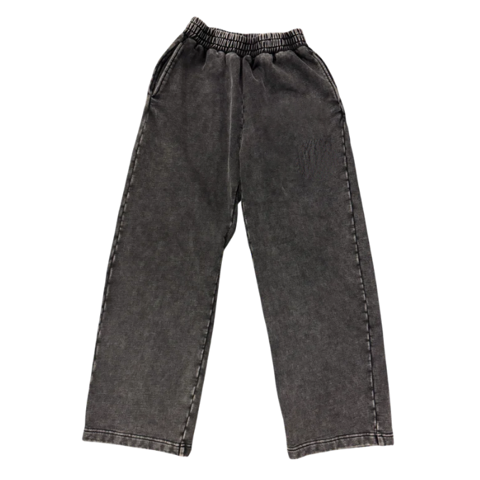 Men's Casual Vintage Acid Wash Sweatpants Factory Direct Breathable Fleece Terry Cotton Elastic Waistband Bottoms