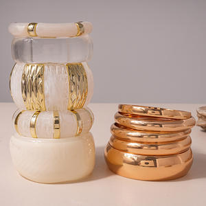 KAIMEI-Bracelet de Luxe en Résine à Vague Irrégulière Teinte en <span class=keywords><strong>Blanc</strong></span> Plaqué Or 18k, Nouveauté 2025 - Product Image 1