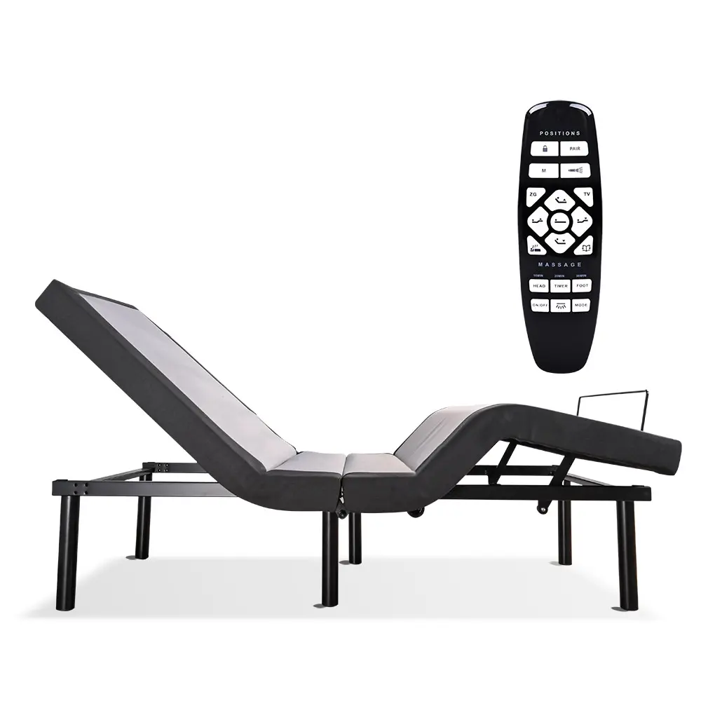 Cadre de lit électrique réglable avec télécommande sans fil, Massage intelligent, Base pliable, lit Queen size, chargeur USB, pour la maison