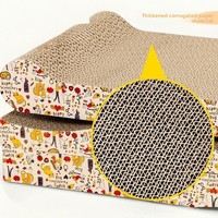 Jouet à gratter pour chat en carton ondulé durable, résistant aux morsures, motif dessin animé, pour l'auto-entretenement et le soulagement du stress