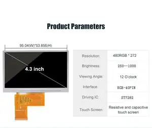 5.0 "인치 800*480 RGB 40PIN TFT Fhd 야외 LCD IPS 디스플레이 패널 터치 스크린 모듈 Lcd 모니터