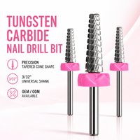 Forets à ongles en carbure de tungstène, forme conique, outil de manucure pour retirer rapidement le gel, forets à ongles avec logo personnalisé