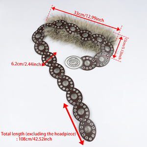 Ceinture en cuir imitation fourrure de Viking médiéval, ceinture à rivets vintage, ceinture pour costume d'Halloween, accessoires de costume pour films et séries TV - Product Image 6