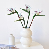 Fleur artificielle de Strelitzia (Oiseau de paradis) à longue tige en caoutchouc pour la décoration intérieure DIY, les thèmes de fête de Noël et de Pâques