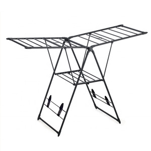 Stendibiancheria Pieghevole da Pavimento per Balcone, Mobile a Doppia Ala con Telaio in Ferro e Plastica PP per Interni ed Esterni - Product Image 1