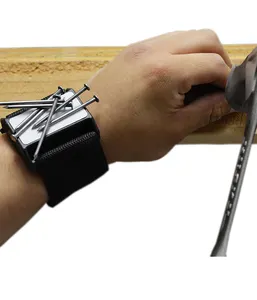 2024 pulseira magnética ajustável com ímãs para segurar parafusos, unhas, brocas, ferramentas em loja