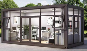 Indépendant 40ft 20ft Glass Container House Mobile Amovible Outdoor Office <span class=keywords><strong>Shop</strong></span> Made Sandwich Panel Steel for Courtyard - Product Image 3
