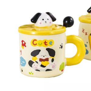 Tasse à café <span class=keywords><strong>en</strong></span> <span class=keywords><strong>porcelaine</strong></span> <span class=keywords><strong>vintage</strong></span> 400ml mignon <span class=keywords><strong>chien</strong></span> faite à la main poupée de dessin animé 3d tasse <span class=keywords><strong>en</strong></span> céramique avec couvercle et cuillère - Product Image 5
