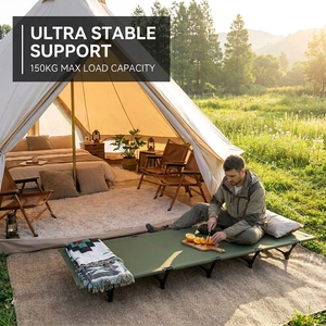 Lit de camping pliable en aluminium, best-seller, tissu Oxford, lit portable léger, profil bas, pour la randonnée, les voyages, les excursions en voiture - Product Image 4