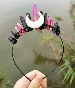 HONGZHUO HZ - Accesorios para el Cabello <span class=keywords><strong>con</strong></span> Diseño <span class=keywords><strong>de</strong></span> Luna y Concha <span class=keywords><strong>de</strong></span> Bruja, Corona <span class=keywords><strong>de</strong></span> Cristal Negro y Morado, Hecha a Mano, para Novias - Product Image 1