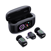 Microphone cravate sans fil portable avec connecteur Type C compatible avec les smartphones iPhone pour appareil photo reflex numérique, interviews en extérieur, antenne