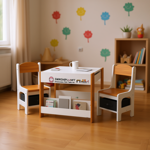 Ensemble table et chaises pour enfants Swiship-Ship, style scandinave en bois, meubles durables pour enfants - Product Image 2