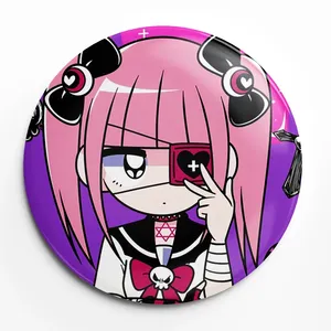 เข็มกลัดอนิเมะลายการ์ตูน Menhera Chan Kawaii พิมพ์ลาย UV บนโลหะผสมสังกะสี ปุ่มกดแบบนุ่ม ขนาด 58 มม. ของขวัญเครื่องประดับ - Product Image 4