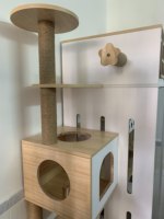 Arbre à chat de luxe en bois massif à 5 niveaux, 189 cm, multi-étages, avec fermeture à bouton, imperméable, pour usage estival en intérieur, grande taille, vente en gros