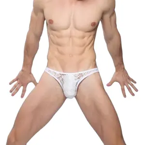 Celana dalam jala transparan pria tembus pandang grosir celana dalam pria seksi Thong G-string dapat bernafas celana dalam pria Gay renda