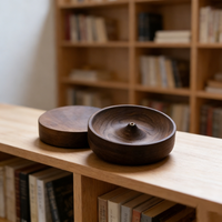 Brûleur d'encens élégant en bois massif avec récupérateur de cendres intégré, support en noyer fait à la main pour l'aromathérapie, décoration de bureau à domicile