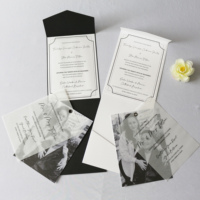 Invitation de mariage personnalisée en vélin, style pochette, avec sceau de cire et enveloppe, pour mariage, fiançailles, banquet, fête, événement privé