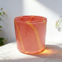 Meilleures ventes : Verres à vin sans pied en verre bleu à motif ondulé, Gobelets, Pot à bougie en verre rond en forme d'œuf à motif léopard